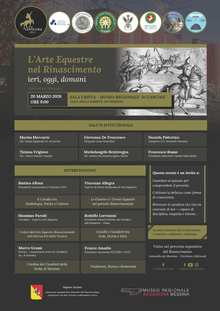 Messina, Convegno Arte Equestre nel Rinascimento : i Giovani e il Centauro Messina, Convegno Arte Equestre nel Rinascimento : i Giovani e il Centauro