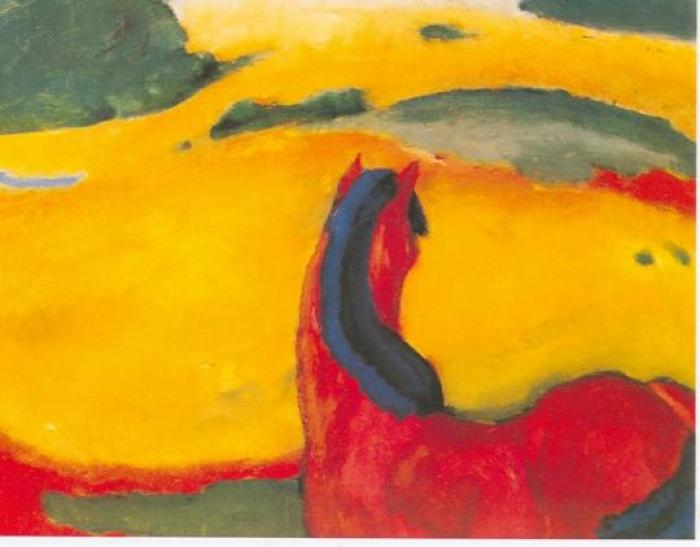 due capolavori di Franz Marc : qui sopra Cavallo in riva al Mare ( olio su tela 1913) cliccando appare \'\' Il Sogno\'\' (olio su tela 1912) due capolavori di Franz Marc : qui sopra Cavallo in riva al Mare ( olio su tela 1913) cliccando appare \'\' Il Sogno\'\' (olio su tela 1912)