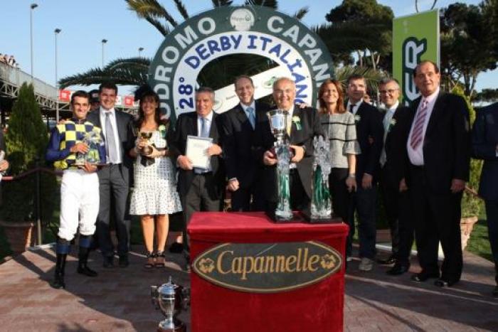 La premiazione dei vincitori del 128. Derby Italiano. foto Capannelle