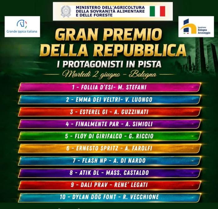 Bologna festeggia il 2 Giugno con il gran premio Repubblica Bologna festeggia il 2 Giugno con il gran premio Repubblica