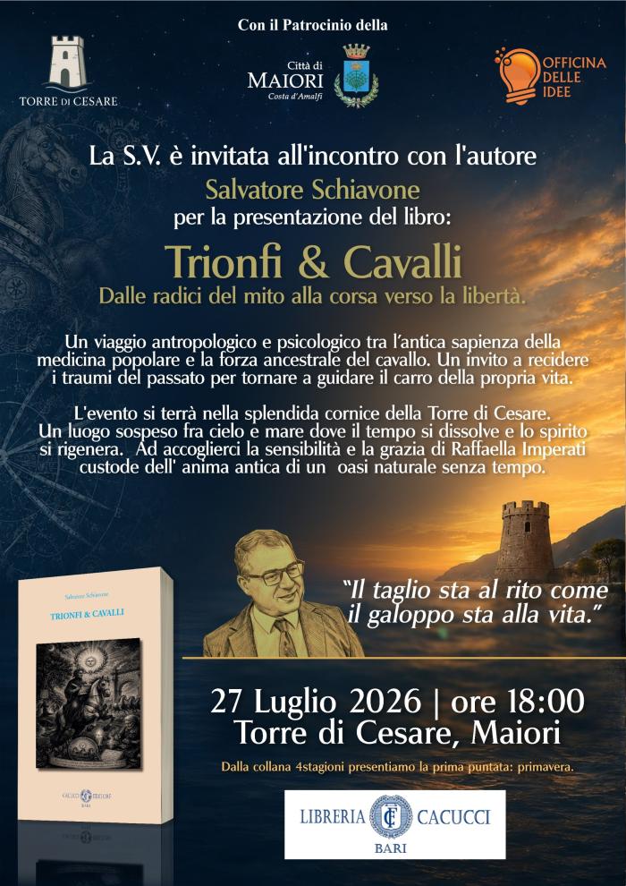 Maiori, lunedì 27 presentazione del libro Trionfi & Cavalli Maiori, lunedì 27 presentazione del libro Trionfi & Cavalli