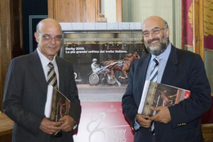 Il consigliere  Unire Francesco Matafù e il presidente di Tor di Valle Gaetano Papalia alla presentazione del derby