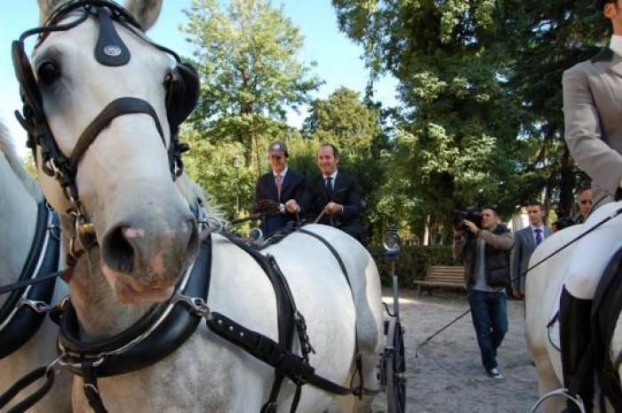 il ministro dell\'agricoltura Luca Zaia  e i cavalli lipizzani