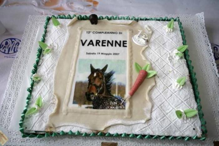 La torta preparata per il compleanno di Varenne. Foto Stefano Grasso per cavallo2000
